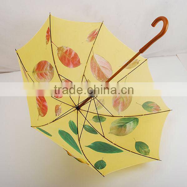 23"*8k wooden shaft full print straight gift umbrella
