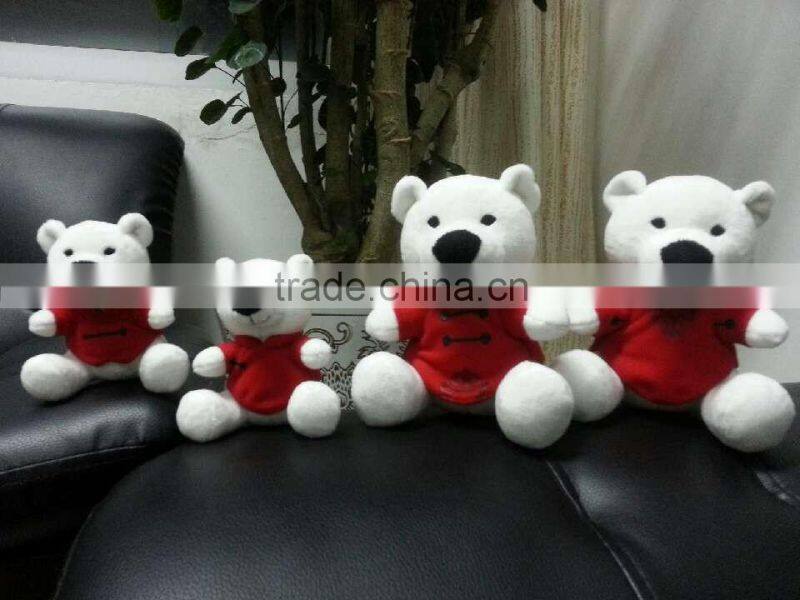 Customize 9 Inch soft stuffed animal plush toy white polar bear with red cloths