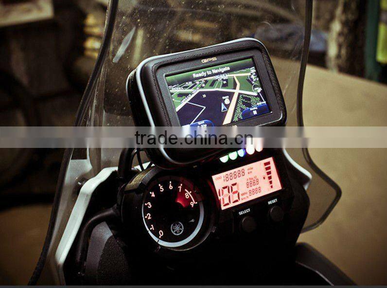 GPS SAT NAV Waterproof Leather Case w/ Mount Holder Motorcycle Motorbike Cycle Fits of 3.5" & 4.3" G