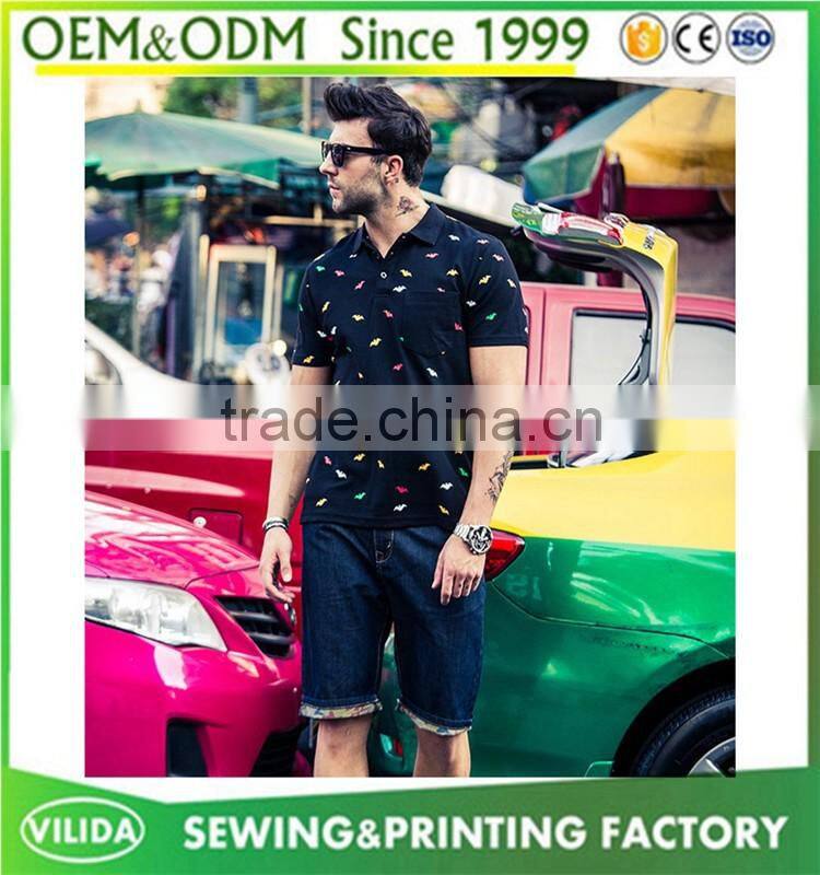 Europe style big size polo shirt for fat men's wholesale full printing polo shirt