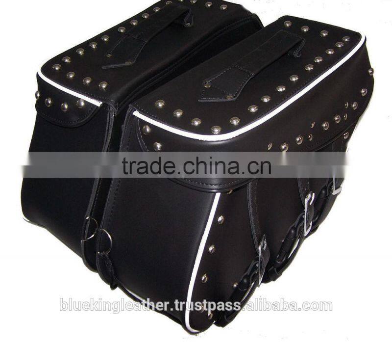 Silver Star black leather studded royal star saddlebags bags