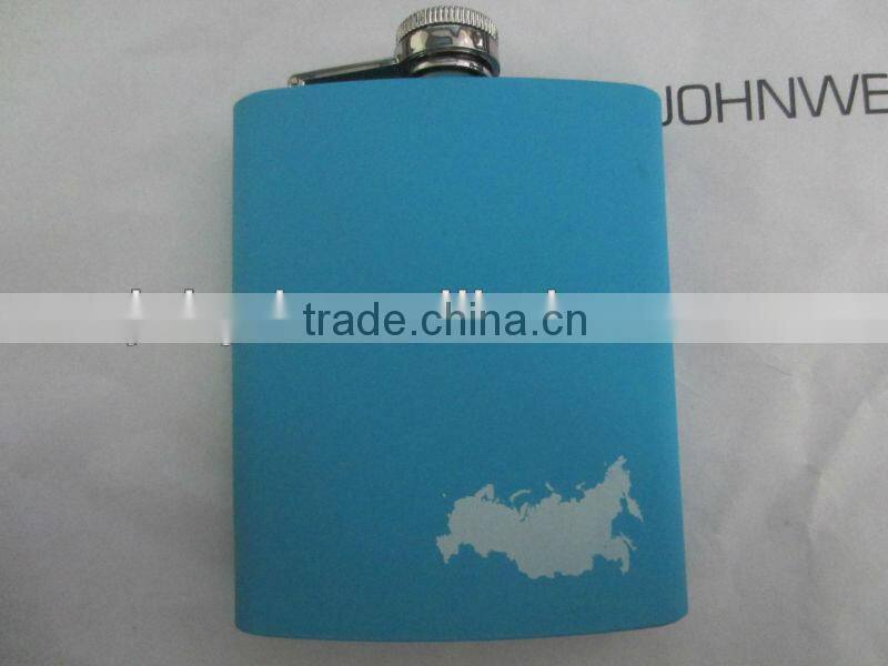 6oz trendy stainless steel painted hip flask and colored hip flask