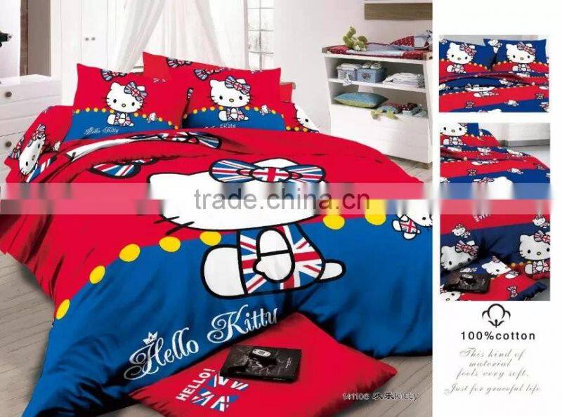 hello kitty children room decoration 3-4pcs 100% polyester bed sheet pillow cover bedding set