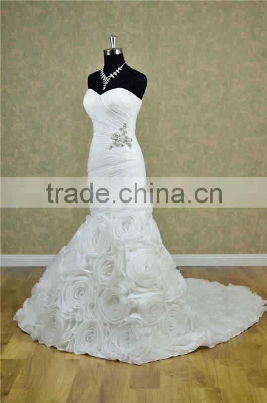 Full Guaranteed strapless layer ruffle mermaid fishtail wedding dress