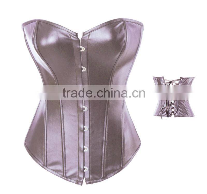 coffee zipper front sexy women leather corset m1985