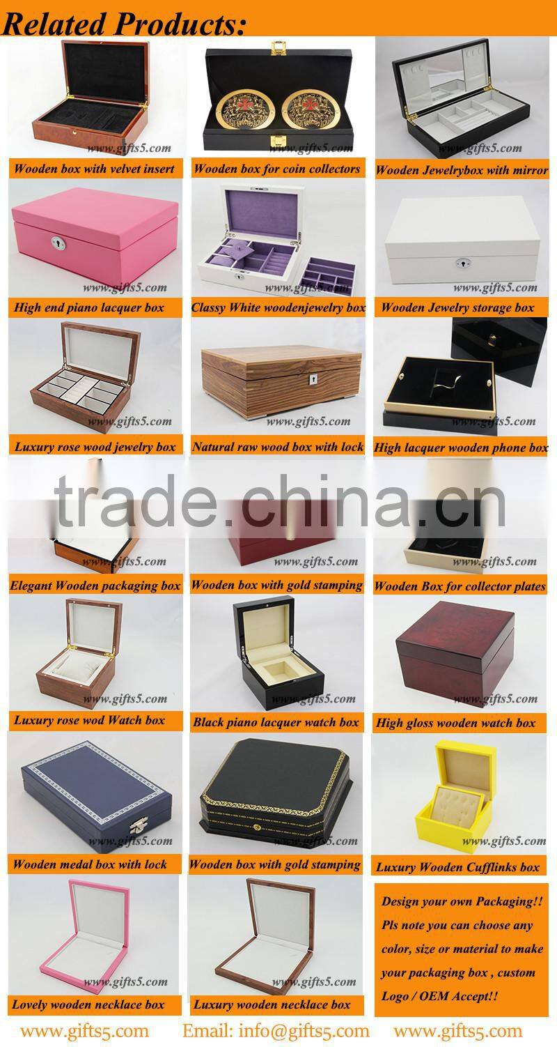 Luxury wooden box For Collector Plates with gold lock