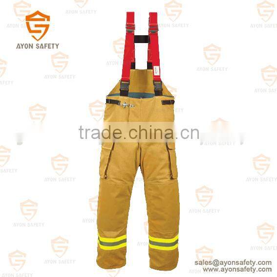 PBI yellow Water proof fireman clothing with 3m reflective stripe structure Aramid material EN 469 standard-Ayonsafety