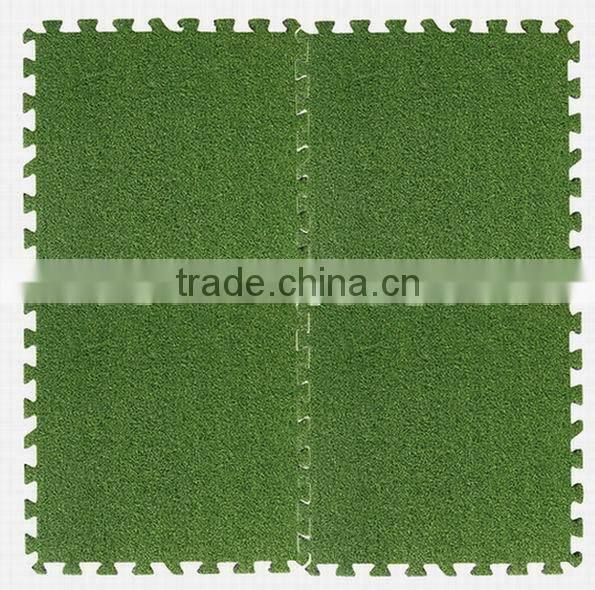 Grass Puzzle Mat,EVA backing Interlocking PE Turf Tiles,Interlocking Turf Tiles