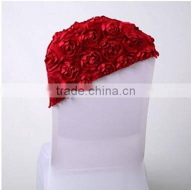 Fashionable Cheap Wholesale Spandex Satin Rosette Chair Cover Chair Cap/ Chair Hood for