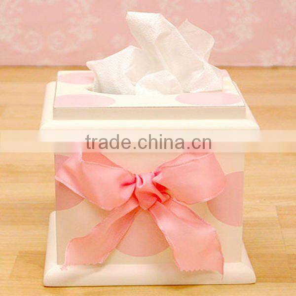household elegant paper tissue box with ribbon wholesale