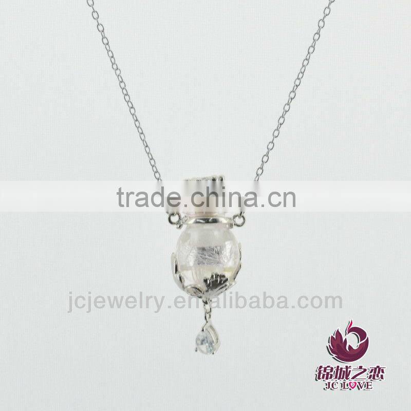 Crown Shape Murano Glass Jewelry Set, Essential Oil Perfume Glass Pendants Necklace Murano Glass Bottle With Alloy Jewellery