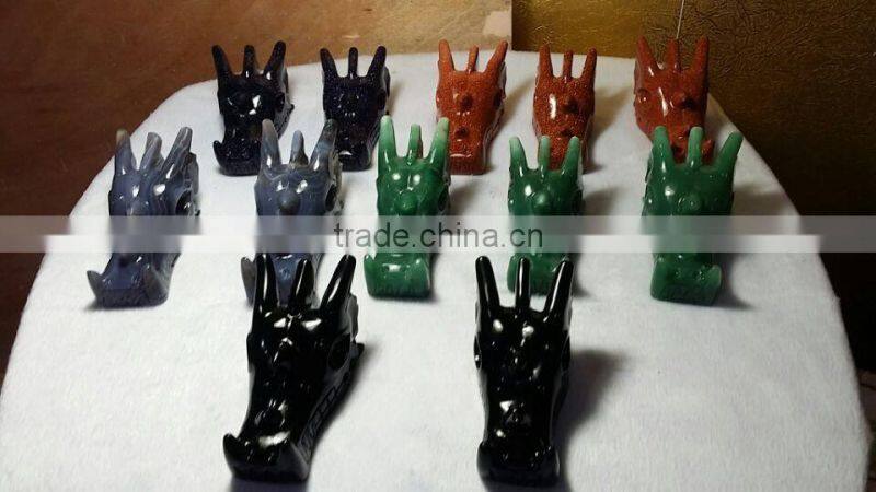 Wholesale colorful fluorite dragon skull head for decoration