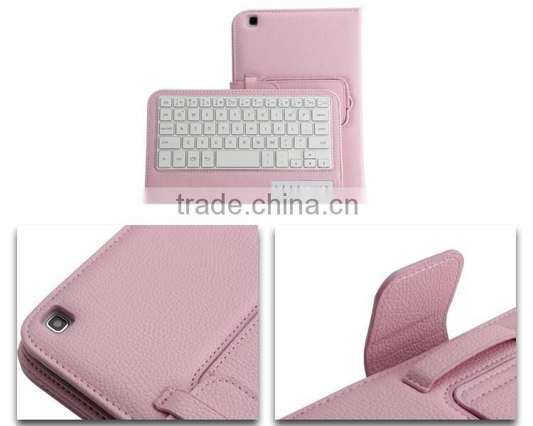 Wireless 8 inch pu leather protective bluetooth keyboard case for samsung Tab 3