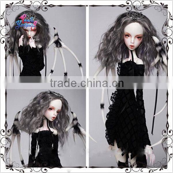 New style medium length loose wavy gray 1/4 bjd doll wigs