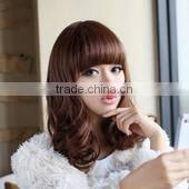 High quality medium bright brown big curly hair wig