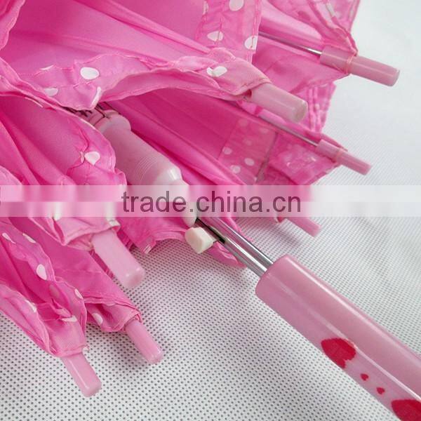 2016 cheap promotional pink polyester kids umbrella for girls