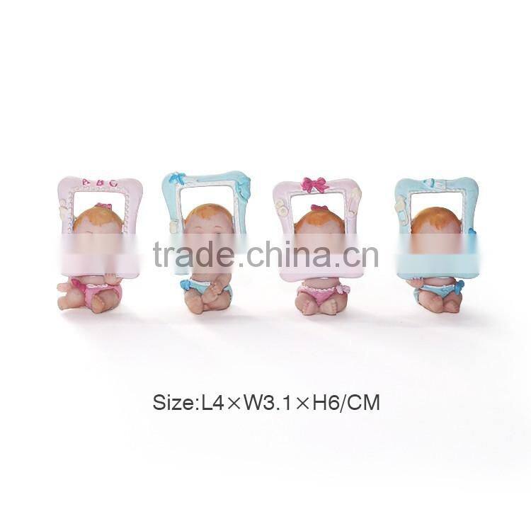 Polyresin Baby Sculpture With Chair Shoes Horse Photo Frame Leaf Holding Baby Figurine Resin Cute Baby Statue