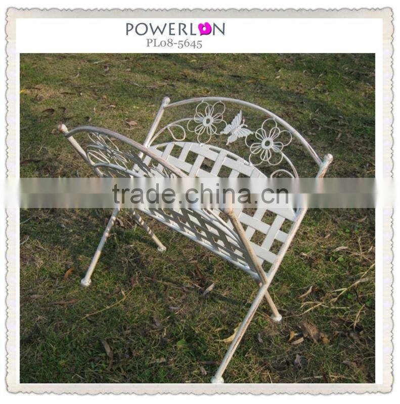 Antique White Foldable Metal Book Disply Rack PL08-6430