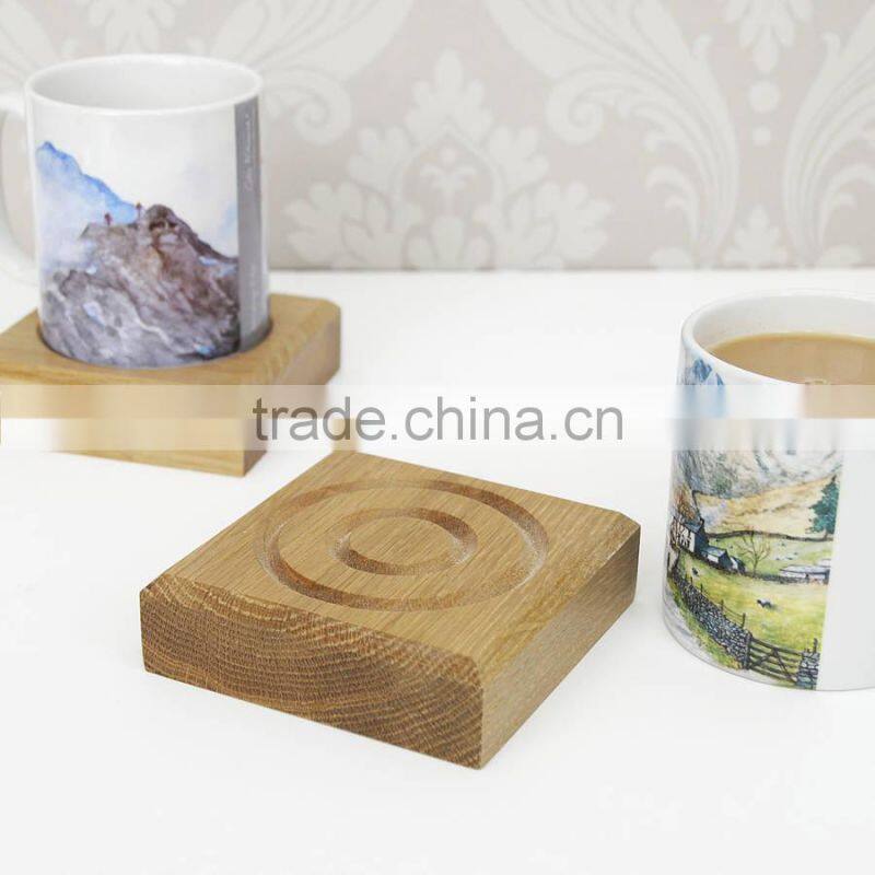 High Quality Wooden Coaster with Groove Wooden Trivet Original Oak Coaster Customerize Wooden Tea Cup Mat
