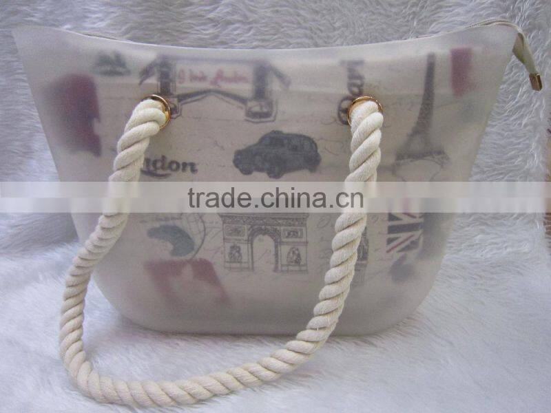 Hot sell Tote Bag- Printted Canvas Bag + Silicon cover to water proof