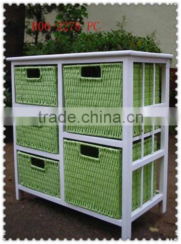 eco-friend natural wooden cabinet with basket drawes for living room
