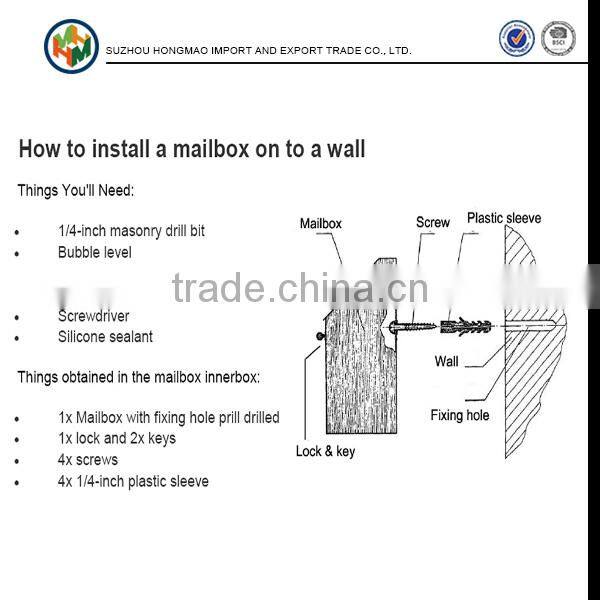outdoor wall mount Galvanized steel postbox