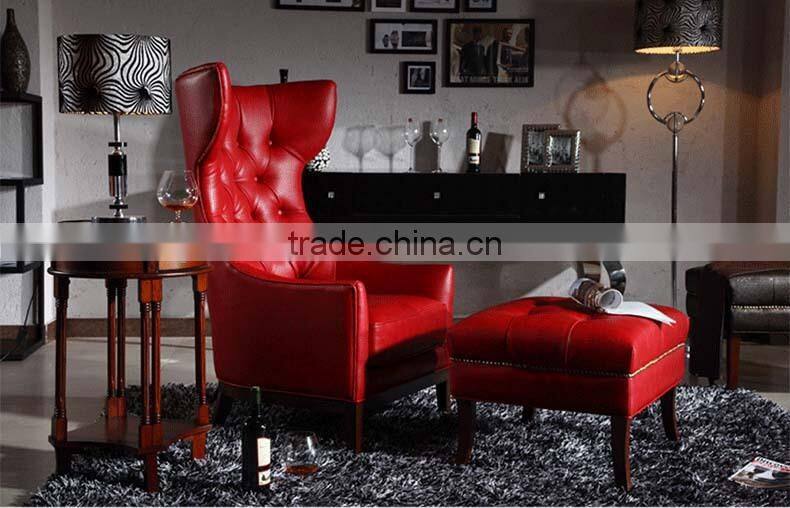 leather hotel sofa chair with foodrest stool