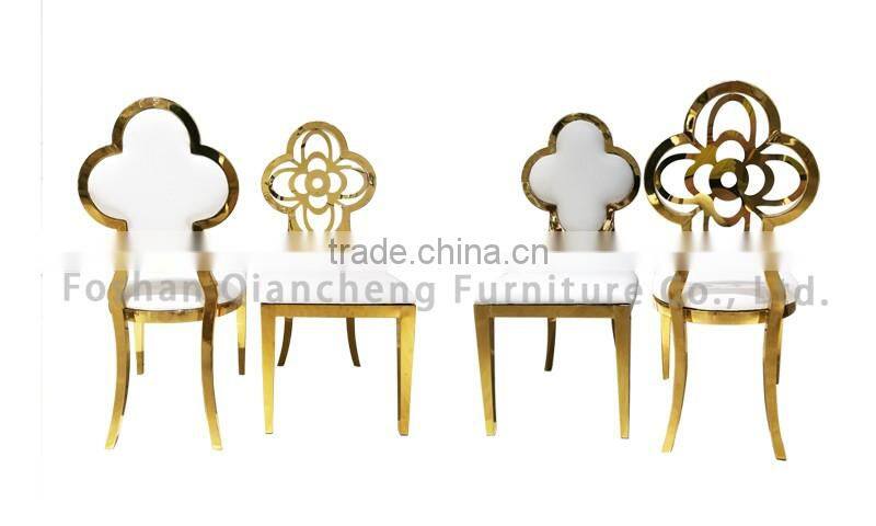 fancy flower shape golden stainless steel wedding chair
