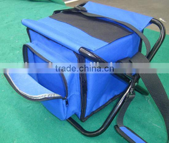 Outdoor folding cooler bag with chair