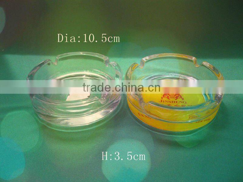 high qualitied clear round glass ashtray with or without printing
