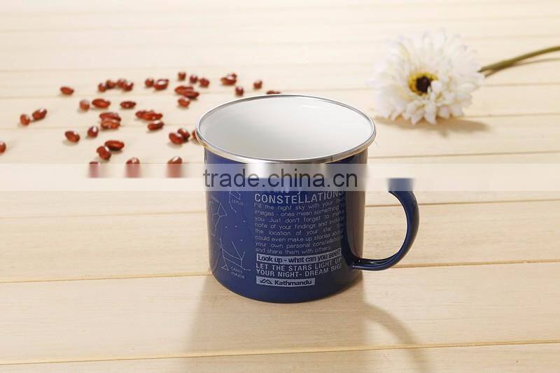 Custom Printed Different Size 8*8 cm 350ml-450ml Enamel Mug/Enamel Cup/Coffee Mug