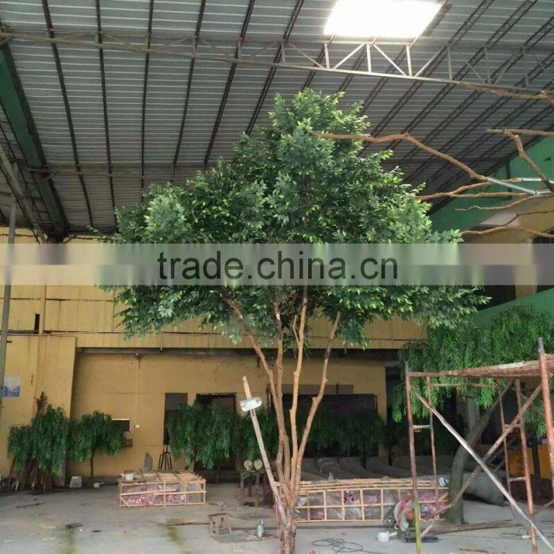 SJ artificial banyan tree with PE leaves decoration