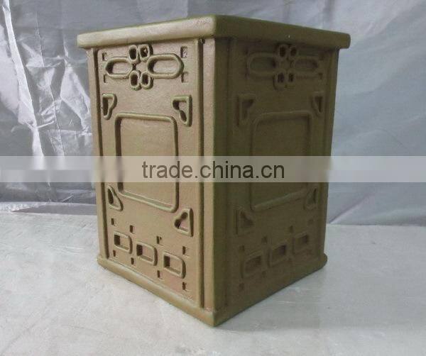 Garden fiberglass clay antique square stool