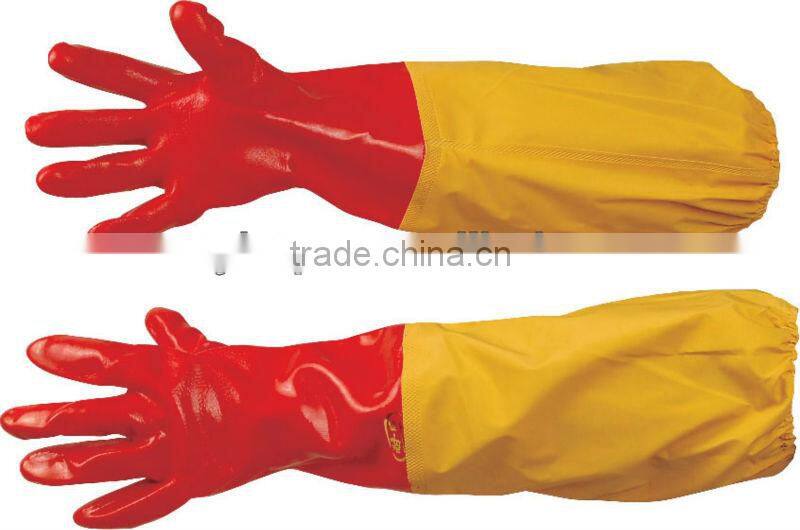 PVC glove with long sleeves