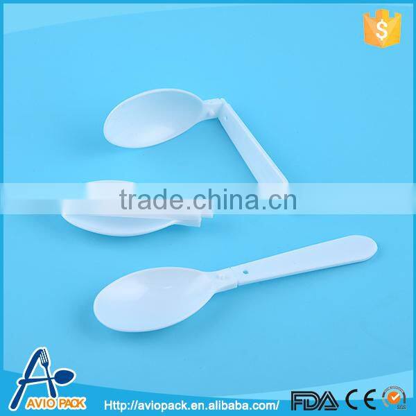 Folding pp white disposable plastic spoon