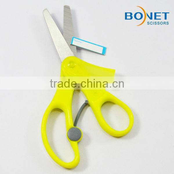 SSC0025 5" school yellow transparent stationery children scissors with name card
