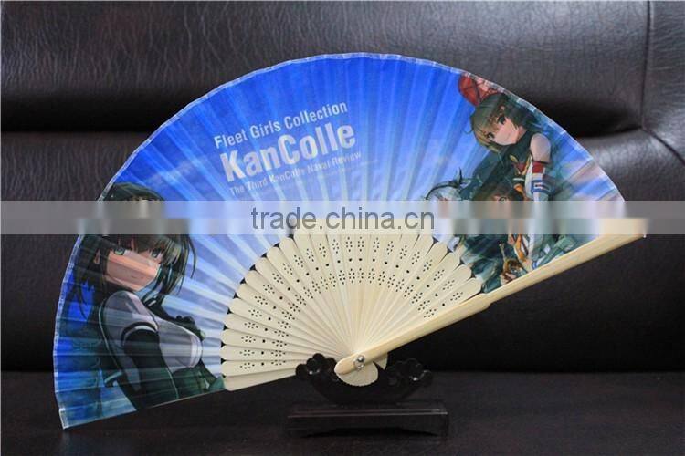 Wholesale custom bamboo nylon fold hand fan