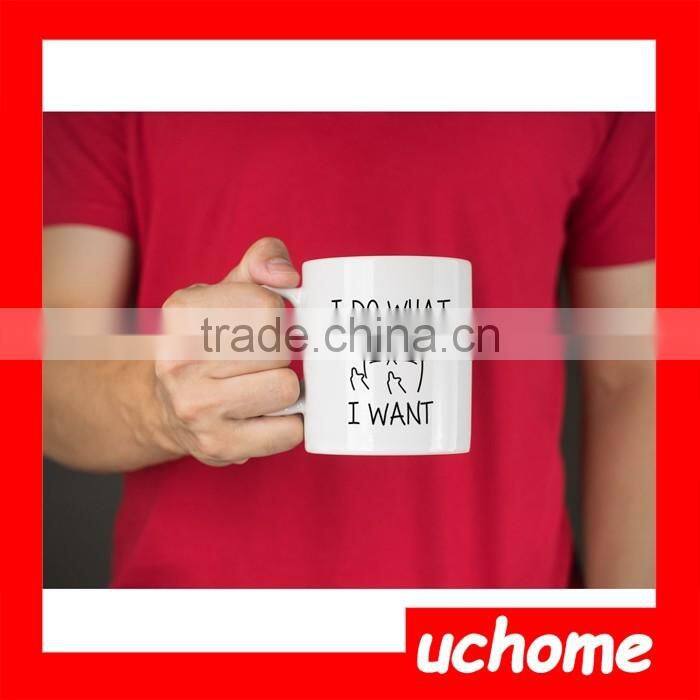 UCHOME Decal White Ceramic Cat Coffee Mug