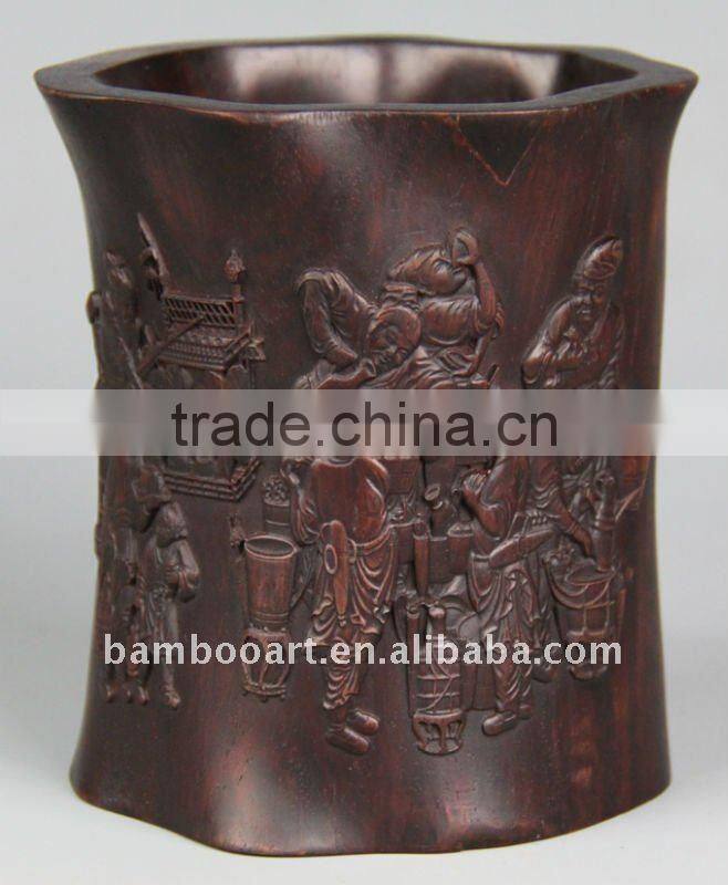 wood carving crafts( wooden pencil vase)