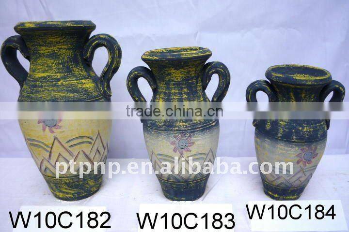 hand-made clay terra cotta pot