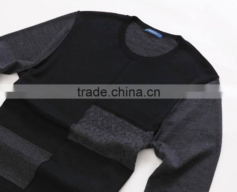men color combination winter crew neck knit sweater , pullver cardigan