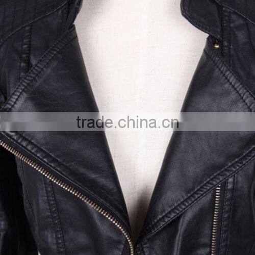 2014 New Women's jackets Short Slim Collar motorcycle leather jacket coat