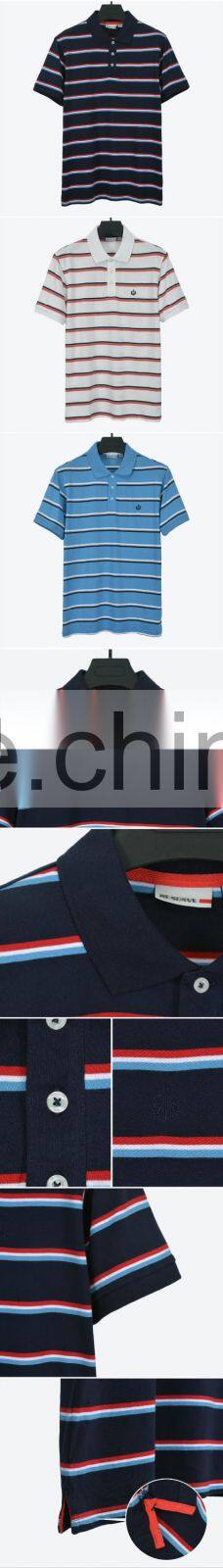 men's yarn dye striped polo tee shirt,