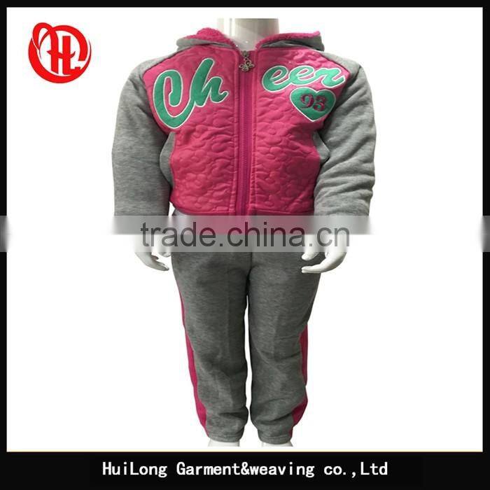 OEM garment Pu fleece hood apparel girls sets clothing