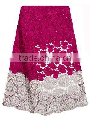 China guipure lace with stones CP0146 cord water souble lace fabric chemical cupion lace