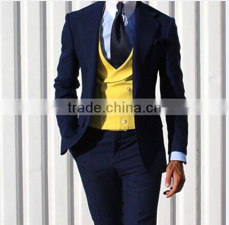 2017 hot design fahsion yellow color double-breasted men vest