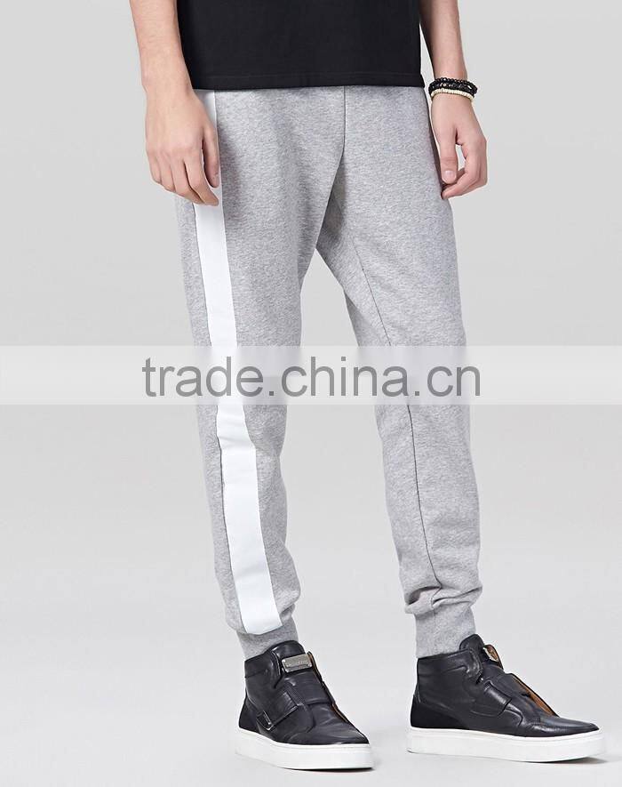 Popular wholesale classic grey and white men's paneled joggers