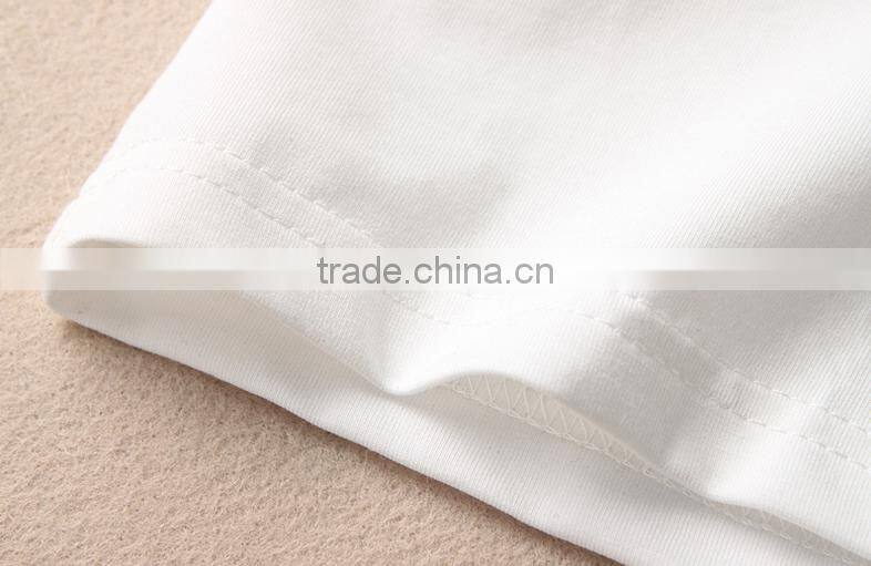 pure white simple ladies 100% cotton long sleeve t-shirt