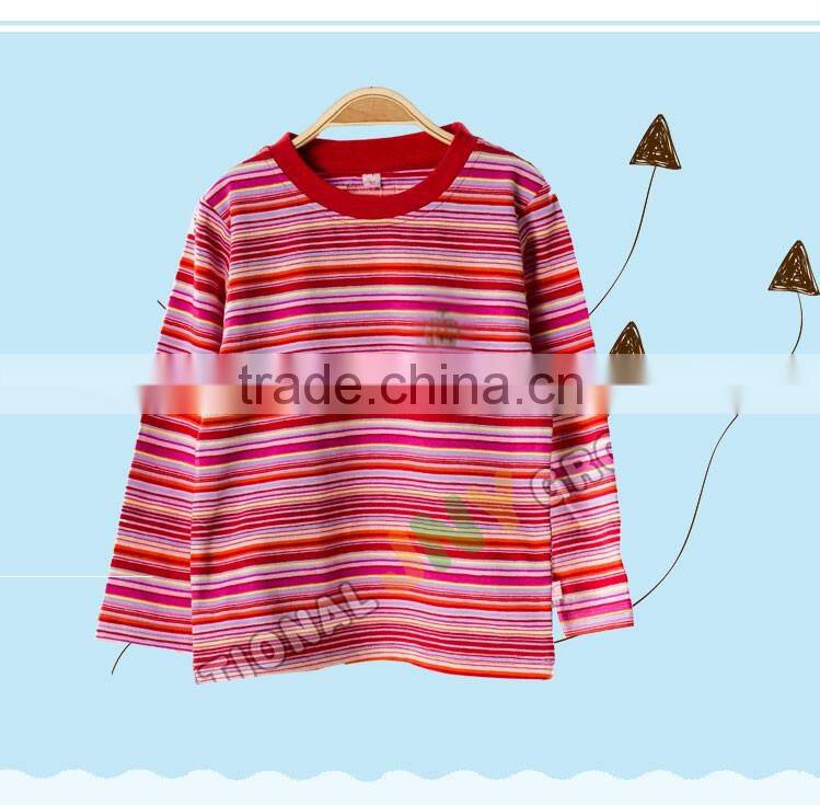 Red 100% cotton round collar cheap stripe baby shirt