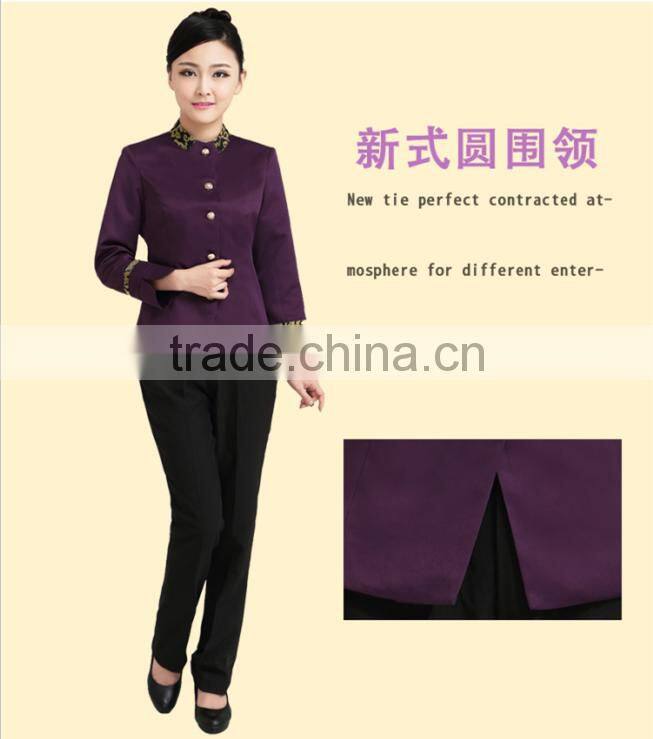 Juqian custom elegant high quality fashion waiter and waitress reception hotel uniform for autumn winter